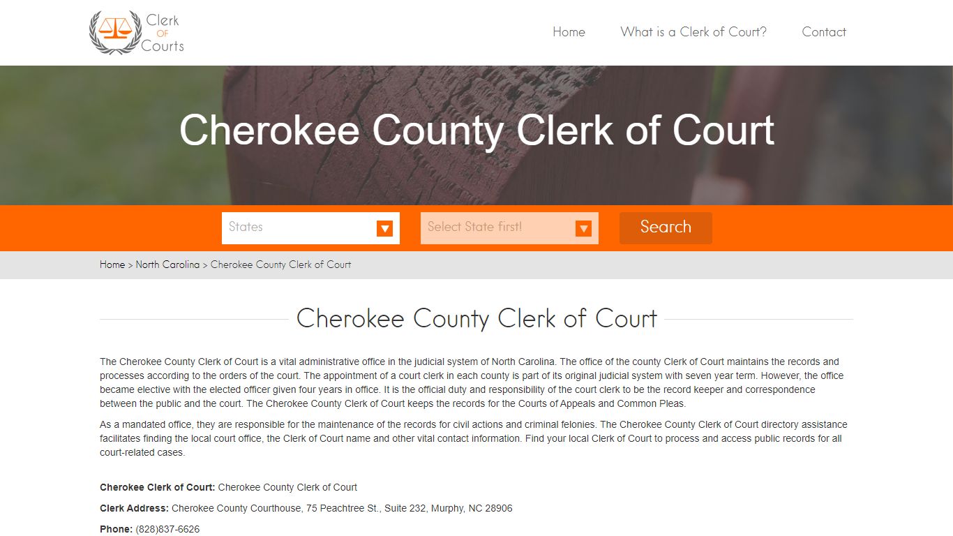 Find Your Cherokee County Clerk of Courts in NC - clerk-of-courts.com